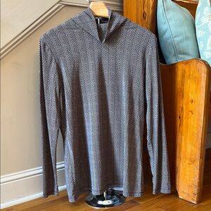 J. Mclaughlin Nora Long Sleeve Herringbone Print Turtleneck Shirt Size Medium.